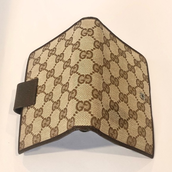 M GUCCI MONOGRAM Leather Canvas Agenda Binder Passport Holder Credit Card Wallet - Picture 5 of 17